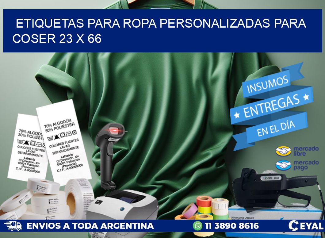 ETIQUETAS PARA ROPA PERSONALIZADAS PARA COSER 23 x 66