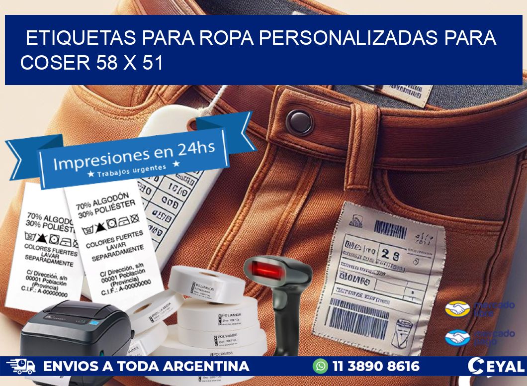 ETIQUETAS PARA ROPA PERSONALIZADAS PARA COSER 58 x 51