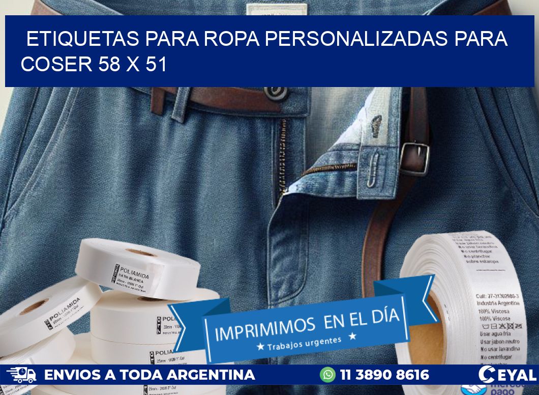 ETIQUETAS PARA ROPA PERSONALIZADAS PARA COSER 58 x 51