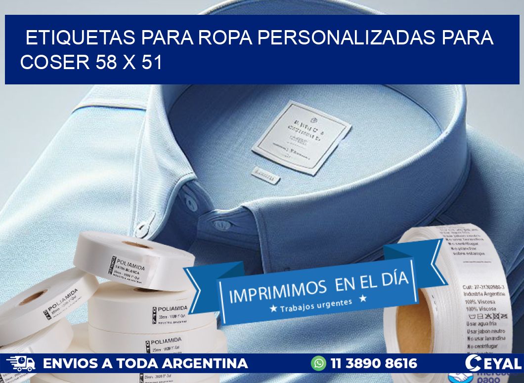 ETIQUETAS PARA ROPA PERSONALIZADAS PARA COSER 58 x 51