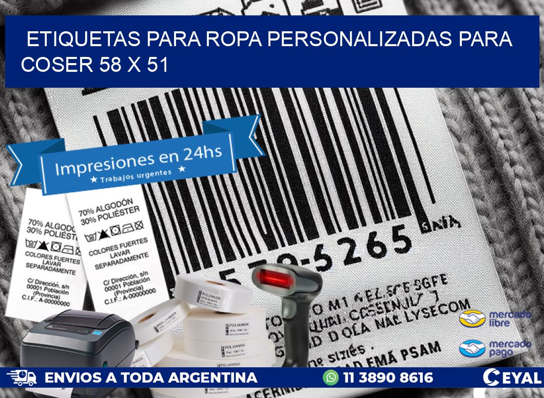 ETIQUETAS PARA ROPA PERSONALIZADAS PARA COSER 58 x 51