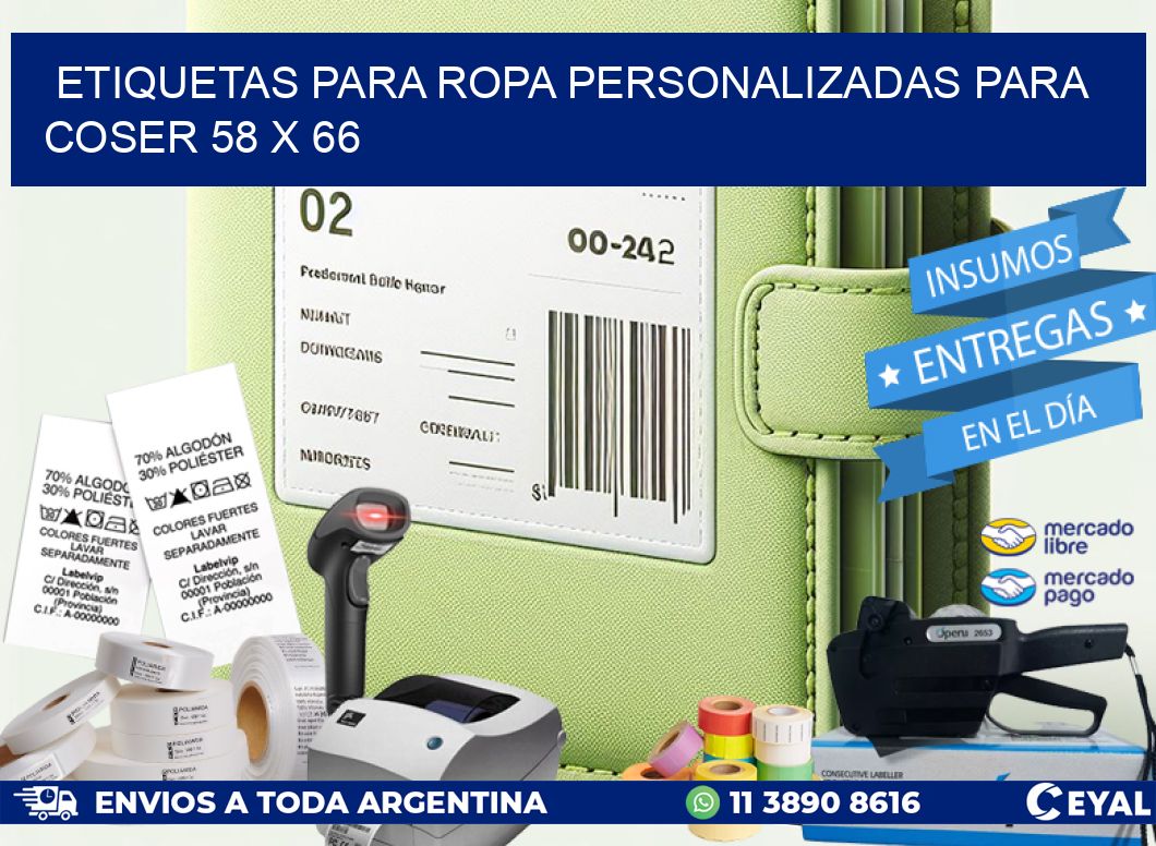 ETIQUETAS PARA ROPA PERSONALIZADAS PARA COSER 58 x 66
