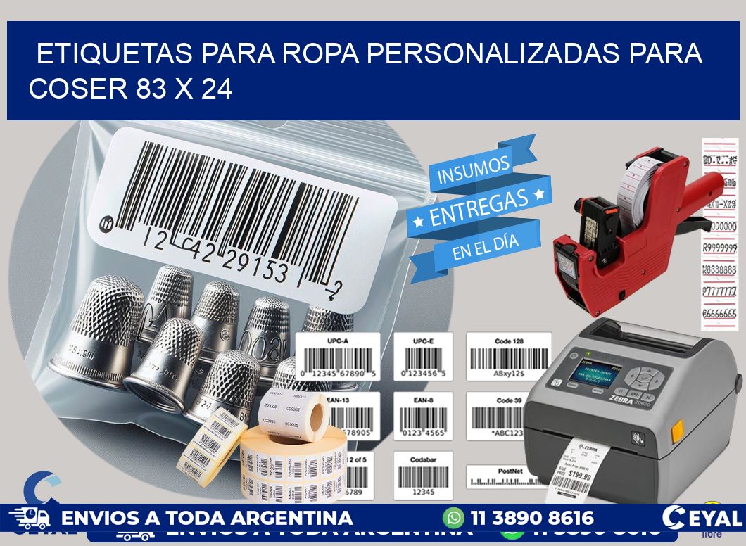 ETIQUETAS PARA ROPA PERSONALIZADAS PARA COSER 83 x 24