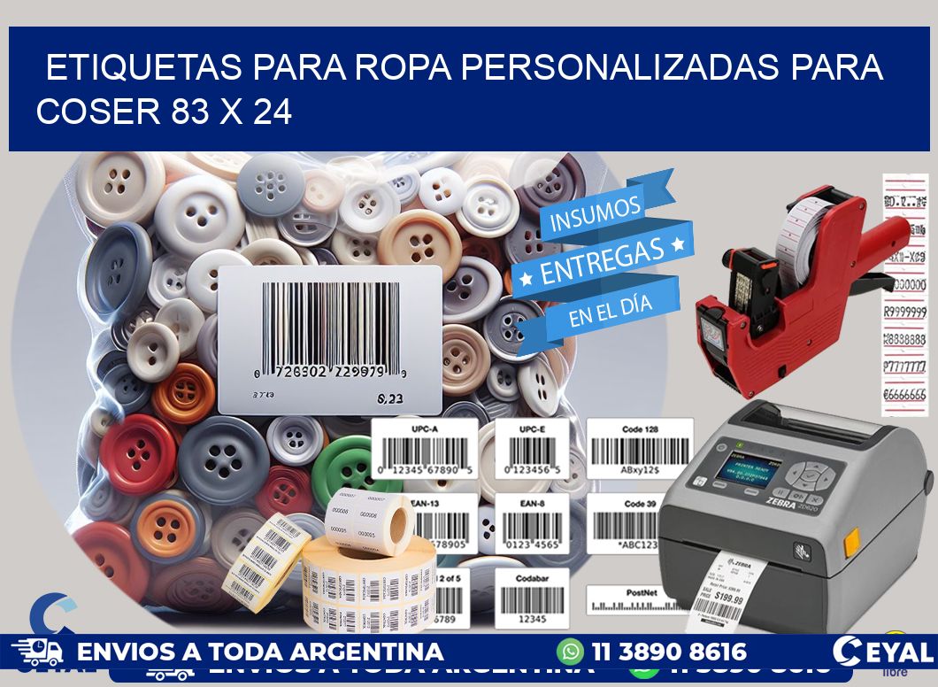 ETIQUETAS PARA ROPA PERSONALIZADAS PARA COSER 83 x 24