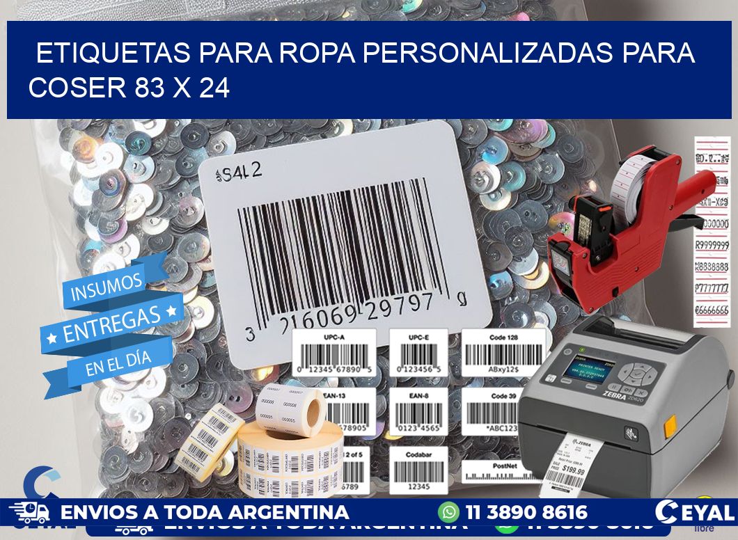 ETIQUETAS PARA ROPA PERSONALIZADAS PARA COSER 83 x 24