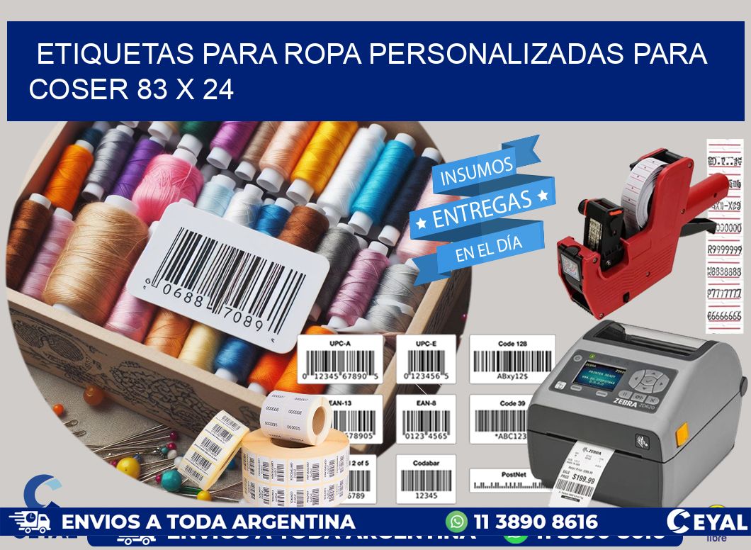 ETIQUETAS PARA ROPA PERSONALIZADAS PARA COSER 83 x 24