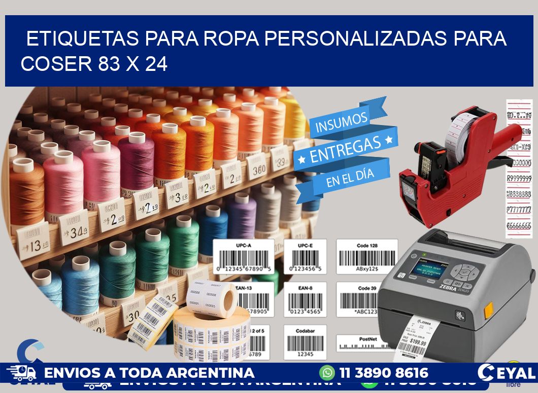 ETIQUETAS PARA ROPA PERSONALIZADAS PARA COSER 83 x 24