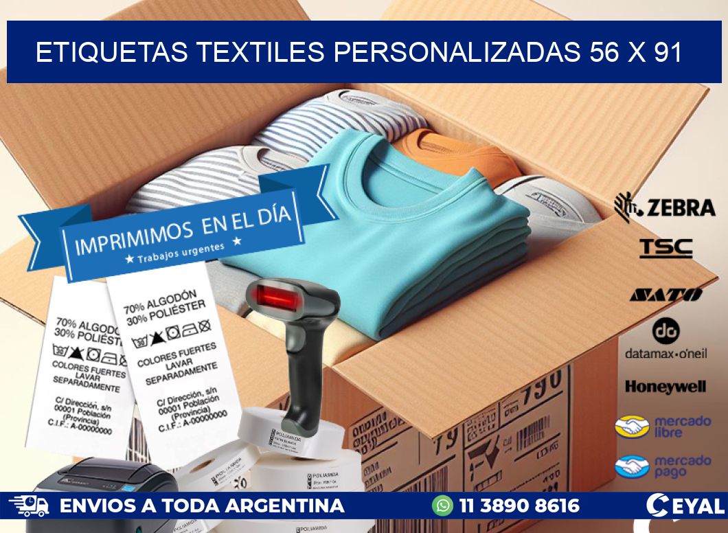 ETIQUETAS TEXTILES PERSONALIZADAS 56 x 91