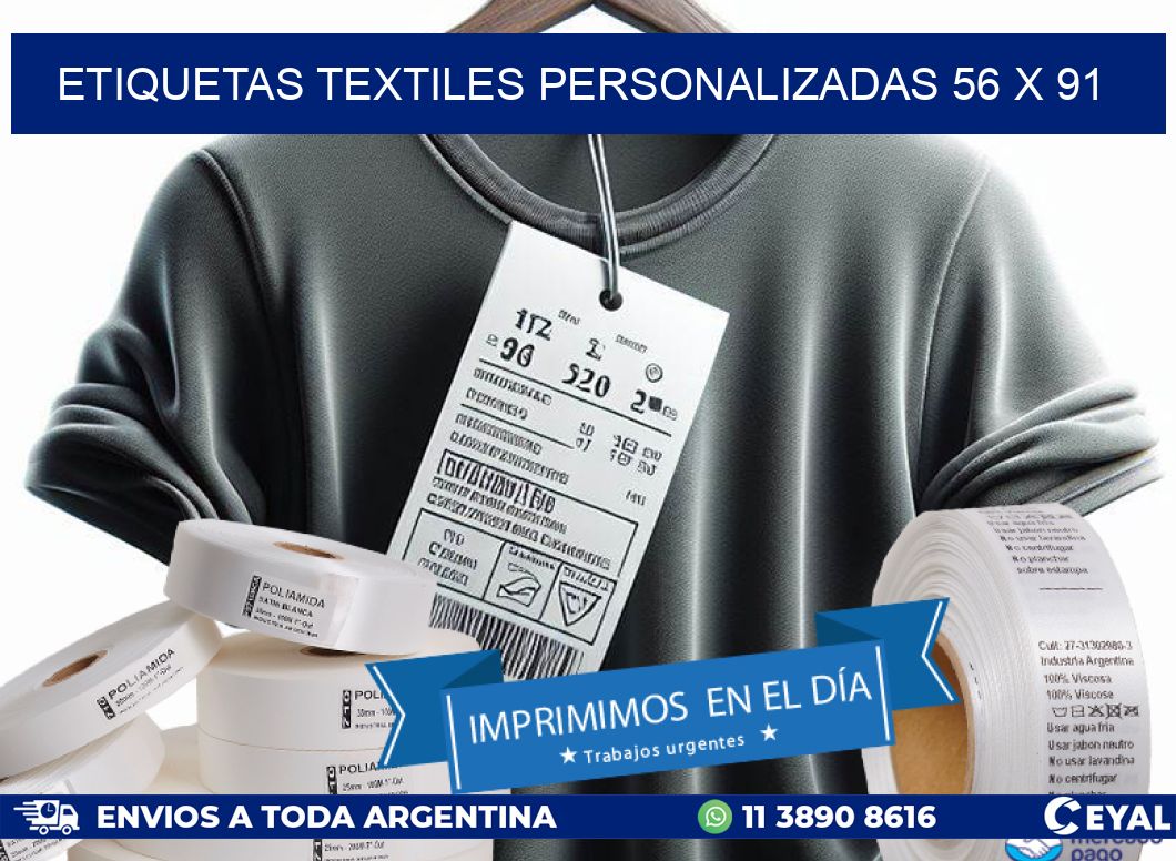 ETIQUETAS TEXTILES PERSONALIZADAS 56 x 91