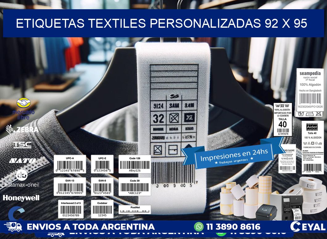 ETIQUETAS TEXTILES PERSONALIZADAS 92 x 95