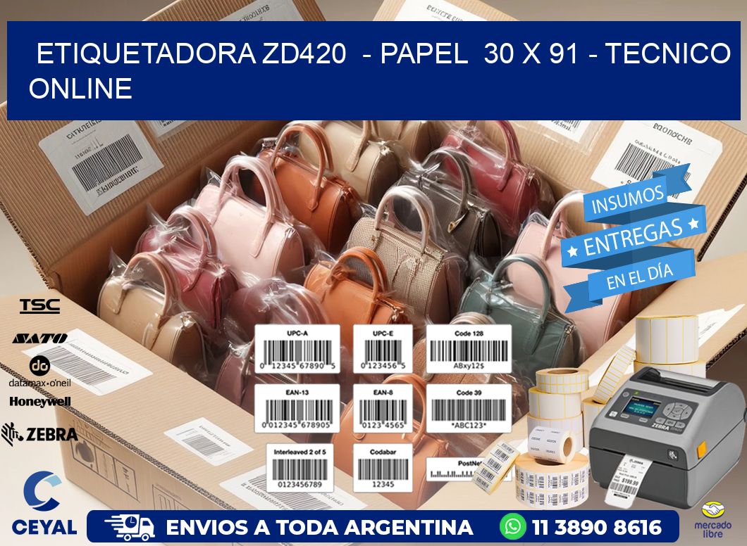 ETIQUETADORA ZD420  - PAPEL  30 x 91 - TECNICO ONLINE