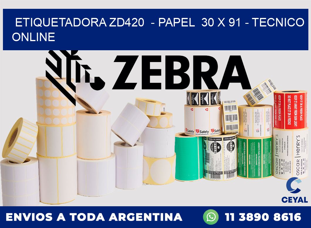 ETIQUETADORA ZD420  - PAPEL  30 x 91 - TECNICO ONLINE