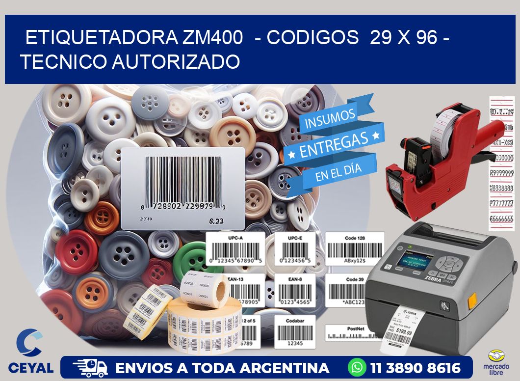 ETIQUETADORA ZM400  - CODIGOS  29 x 96 - TECNICO AUTORIZADO