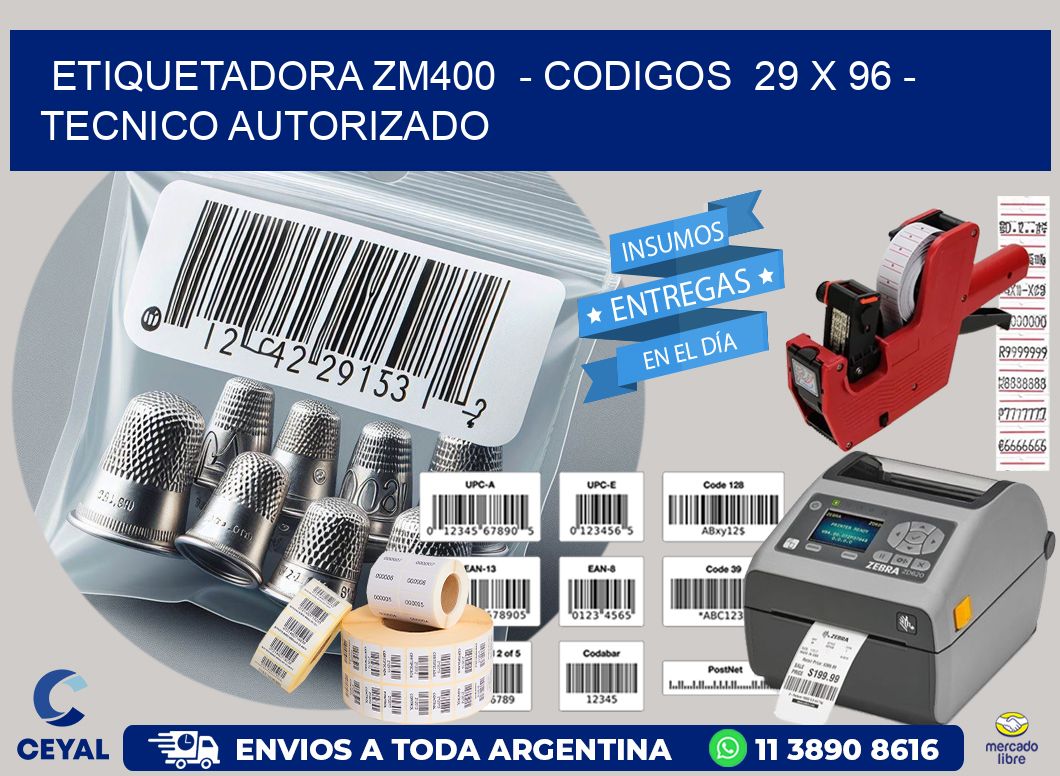ETIQUETADORA ZM400  – CODIGOS  29 x 96 – TECNICO AUTORIZADO