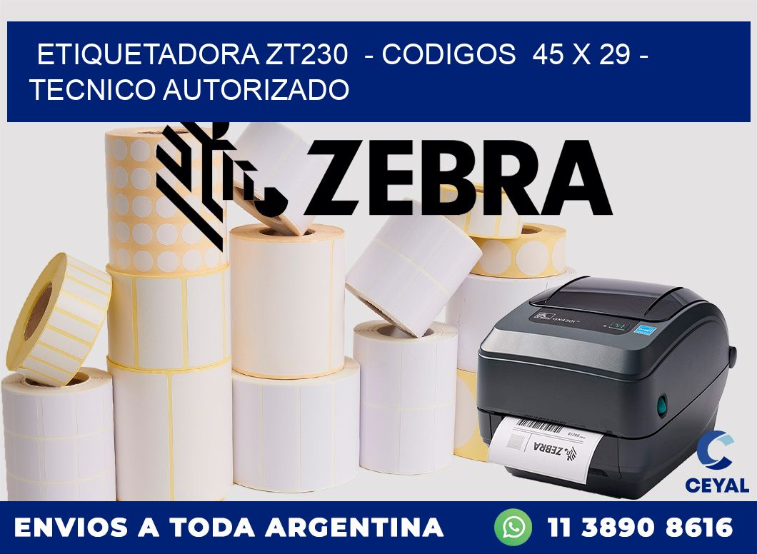 ETIQUETADORA ZT230  - CODIGOS  45 x 29 - TECNICO AUTORIZADO