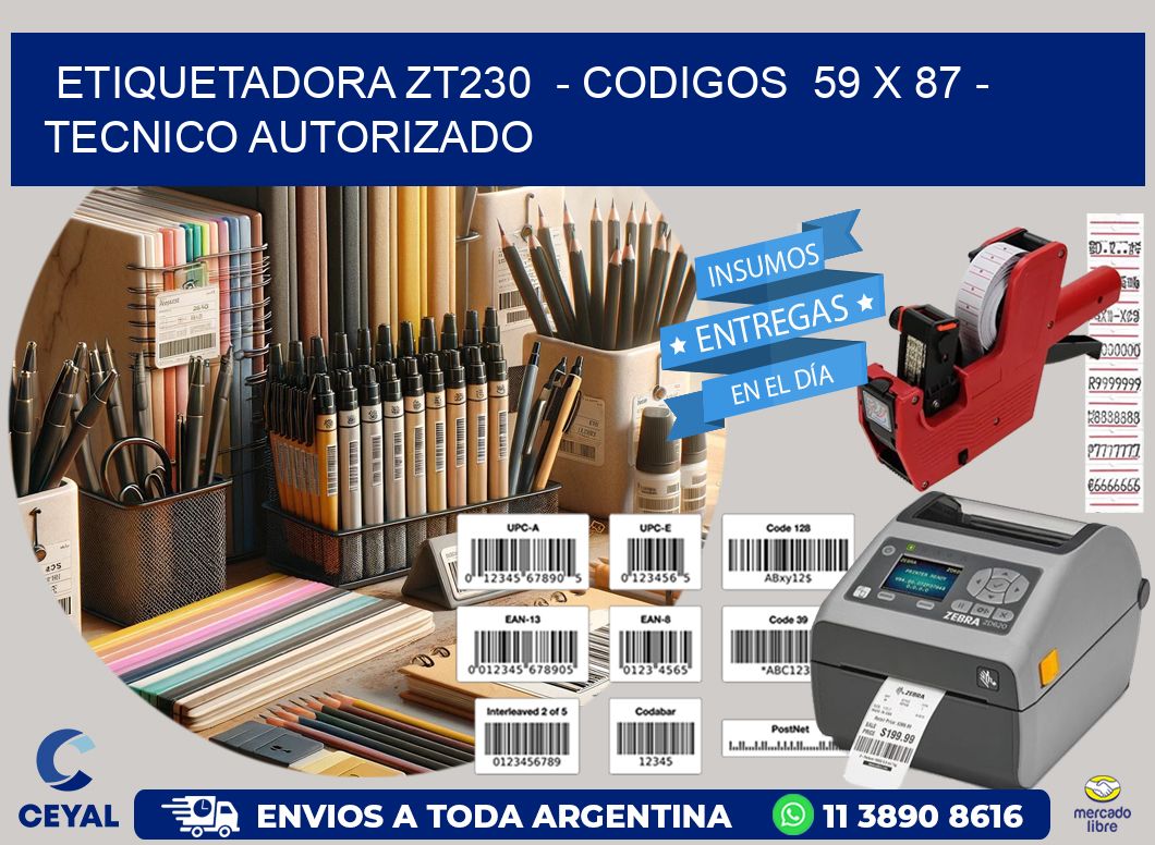 ETIQUETADORA ZT230  - CODIGOS  59 x 87 - TECNICO AUTORIZADO