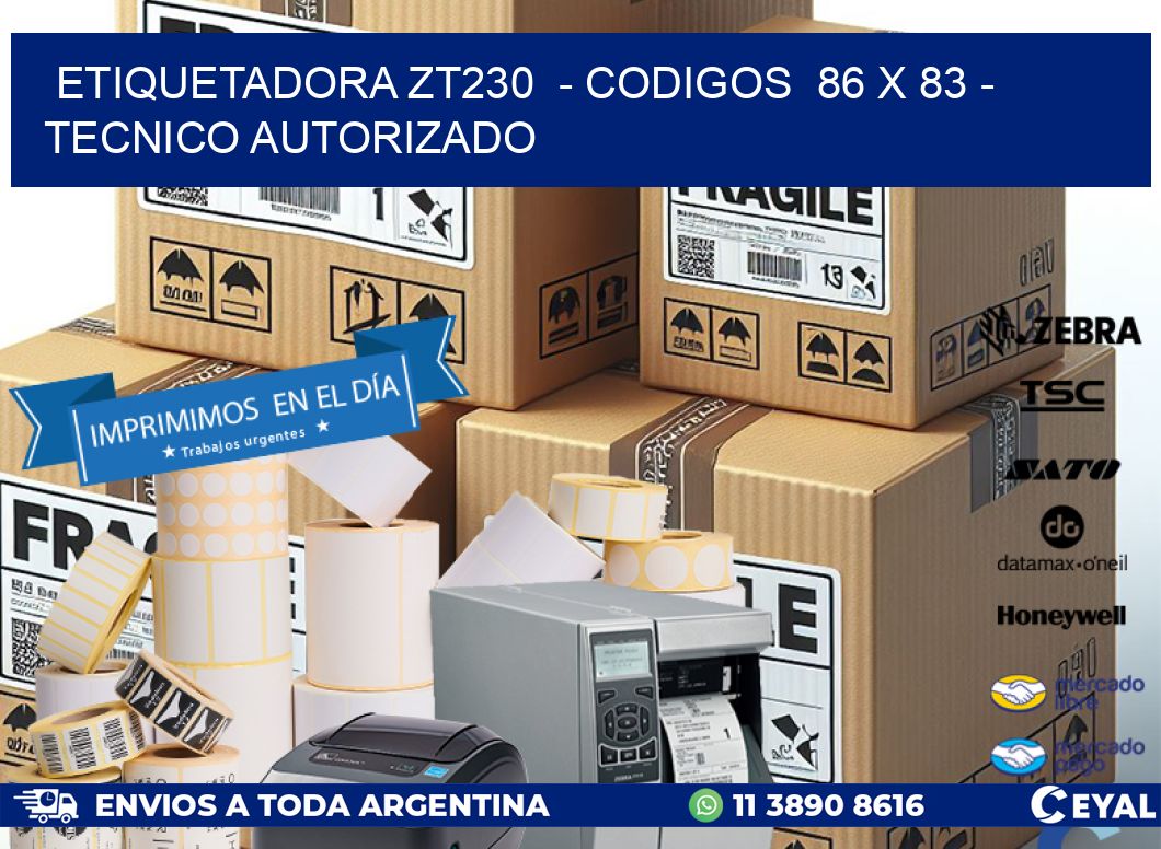 ETIQUETADORA ZT230  - CODIGOS  86 x 83 - TECNICO AUTORIZADO