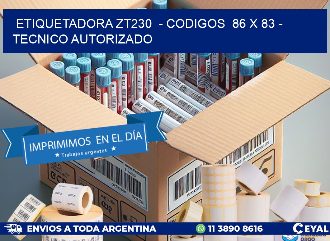 ETIQUETADORA ZT230  - CODIGOS  86 x 83 - TECNICO AUTORIZADO