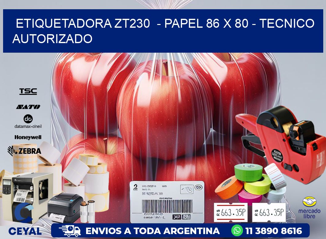 ETIQUETADORA ZT230  - PAPEL 86 x 80 - TECNICO AUTORIZADO