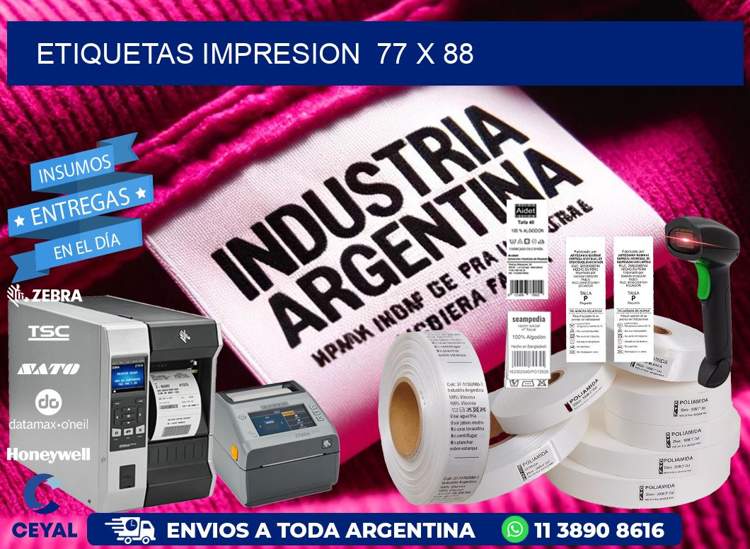 ETIQUETAS IMPRESION  77 x 88