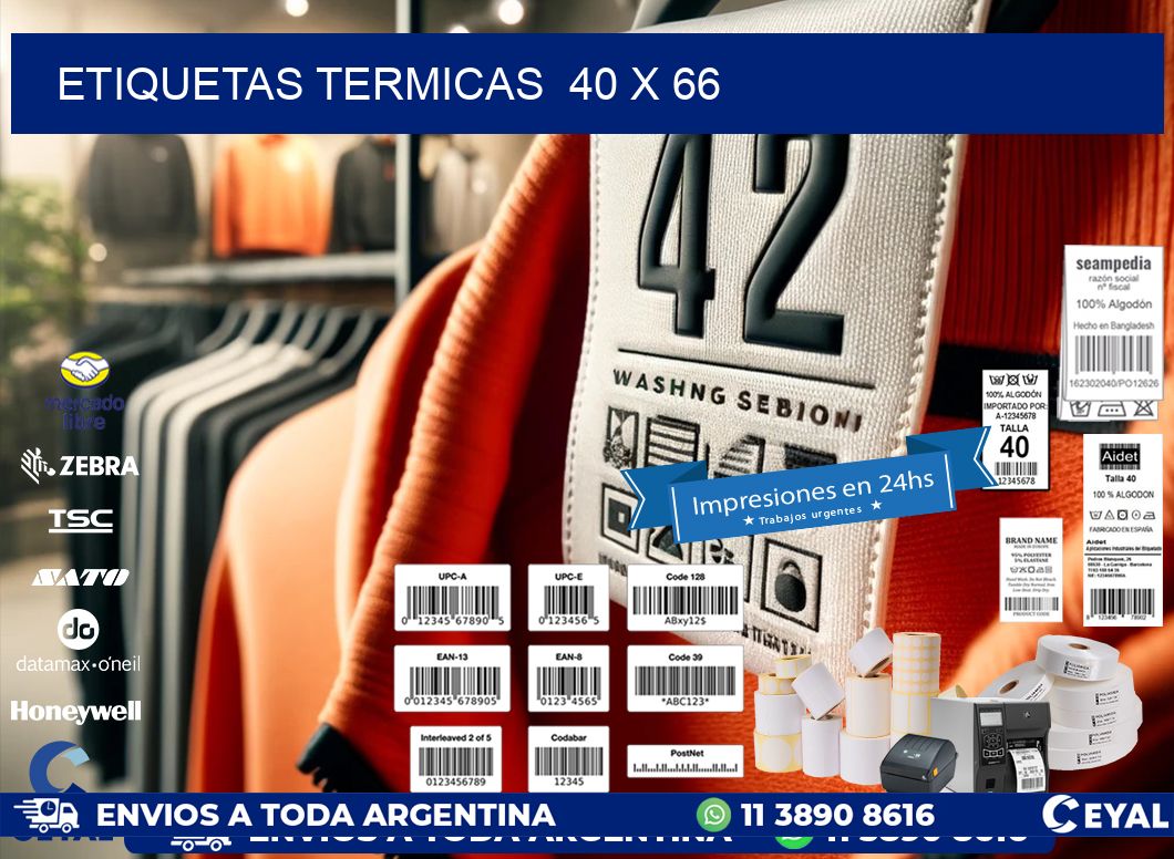ETIQUETAS TERMICAS  40 x 66