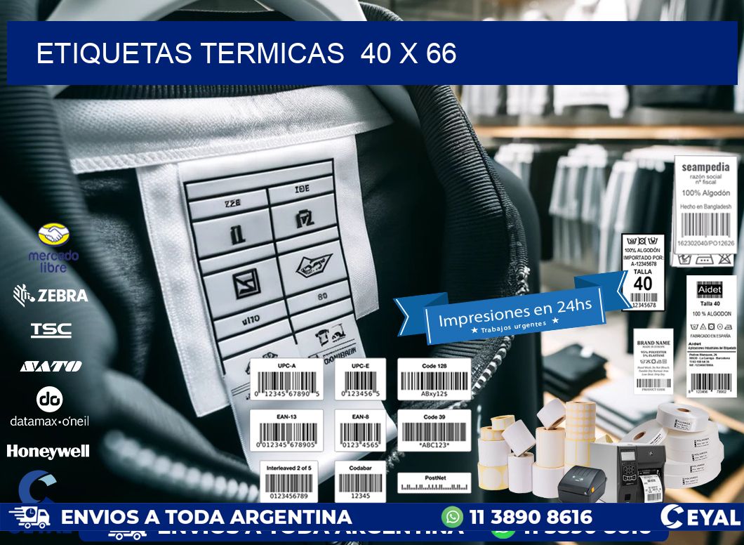 ETIQUETAS TERMICAS  40 x 66
