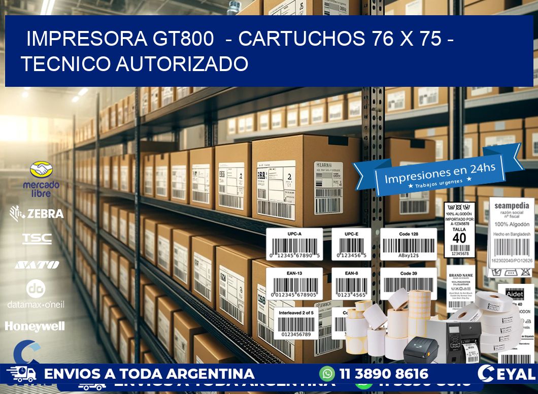 IMPRESORA GT800  - CARTUCHOS 76 x 75 - TECNICO AUTORIZADO