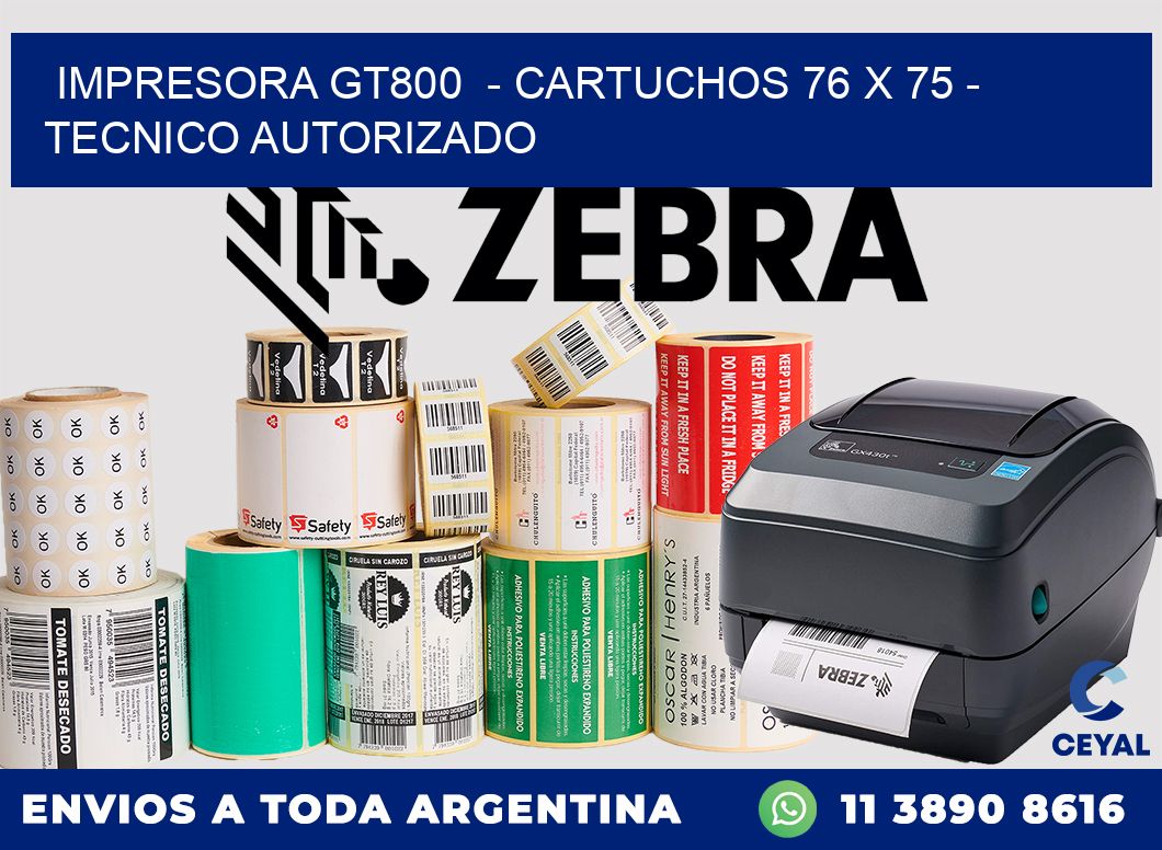 IMPRESORA GT800  - CARTUCHOS 76 x 75 - TECNICO AUTORIZADO