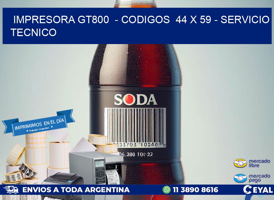 IMPRESORA GT800  - CODIGOS  44 x 59 - SERVICIO TECNICO
