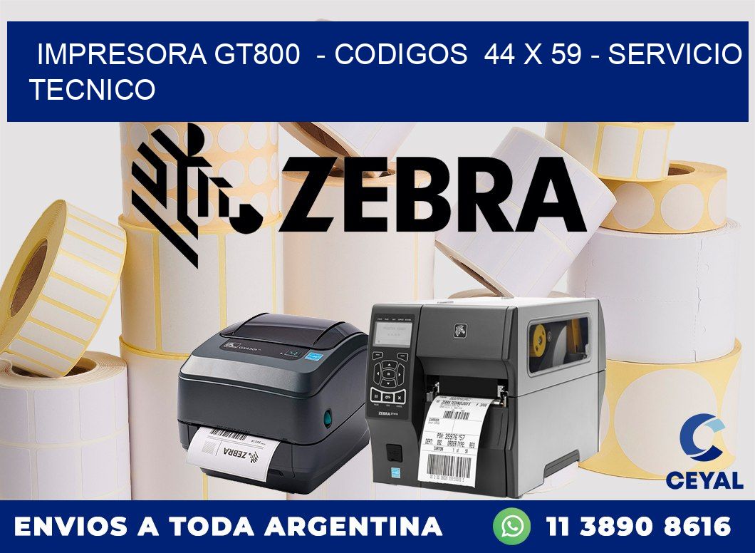 IMPRESORA GT800  - CODIGOS  44 x 59 - SERVICIO TECNICO