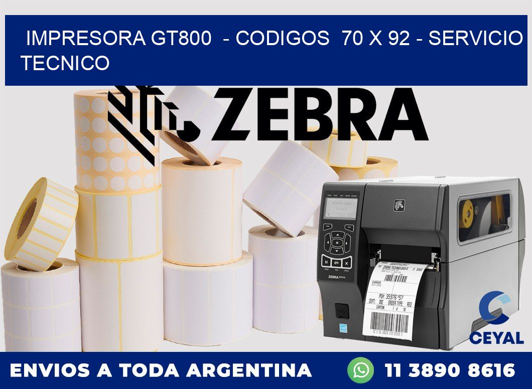 IMPRESORA GT800  - CODIGOS  70 x 92 - SERVICIO TECNICO