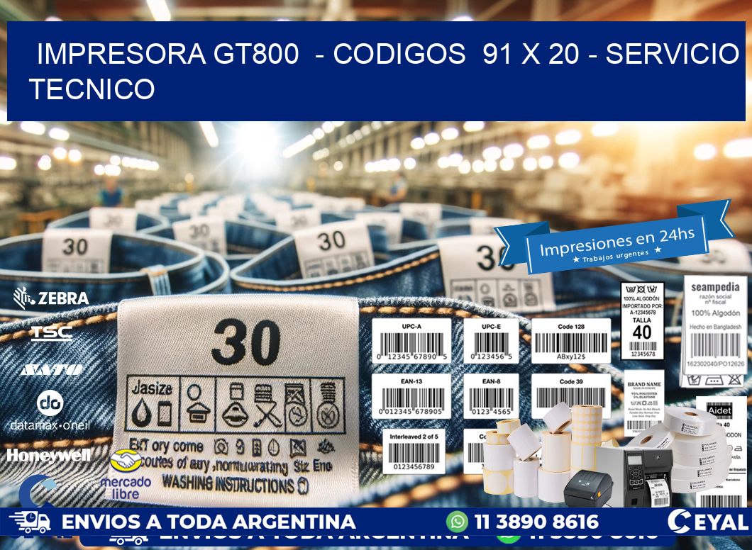 IMPRESORA GT800  - CODIGOS  91 x 20 - SERVICIO TECNICO