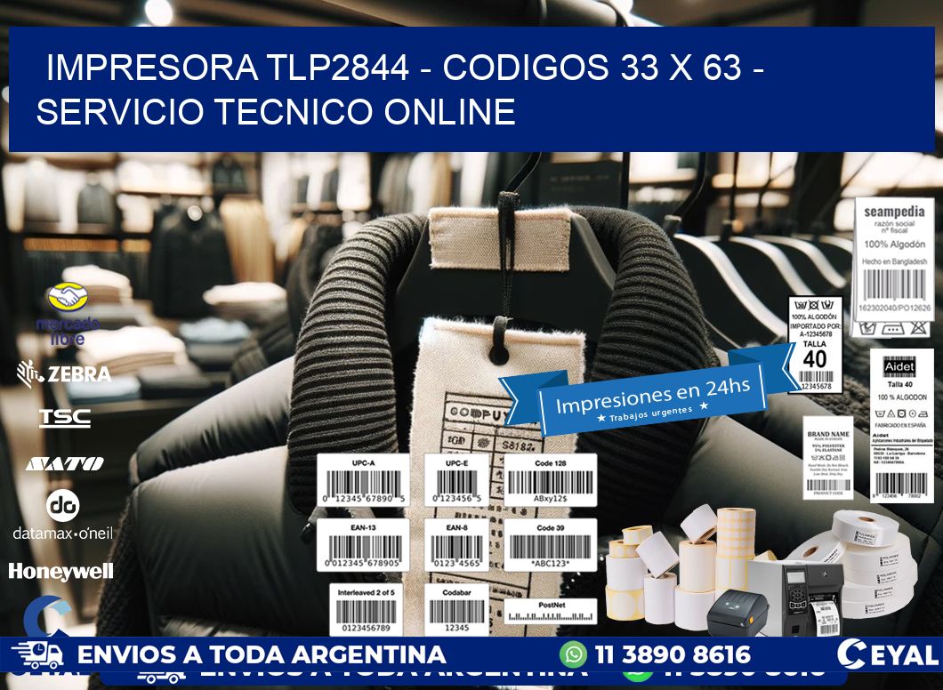 IMPRESORA TLP2844 - CODIGOS 33 x 63 - SERVICIO TECNICO ONLINE