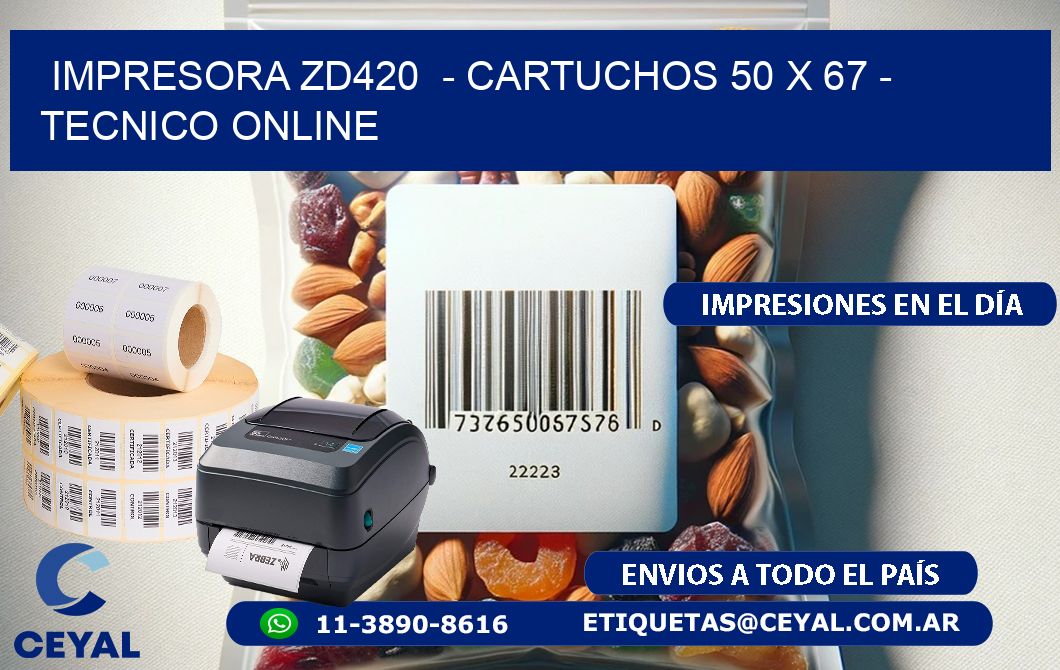 IMPRESORA ZD420  - CARTUCHOS 50 x 67 - TECNICO ONLINE