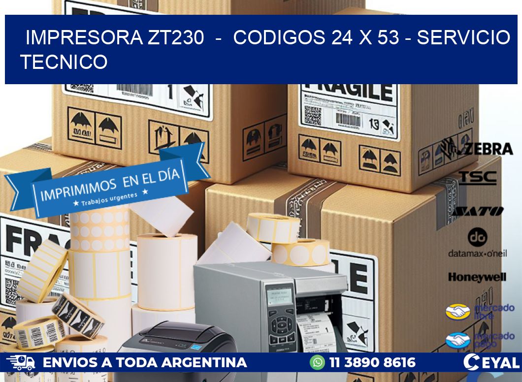 IMPRESORA ZT230  -  CODIGOS 24 x 53 - SERVICIO TECNICO