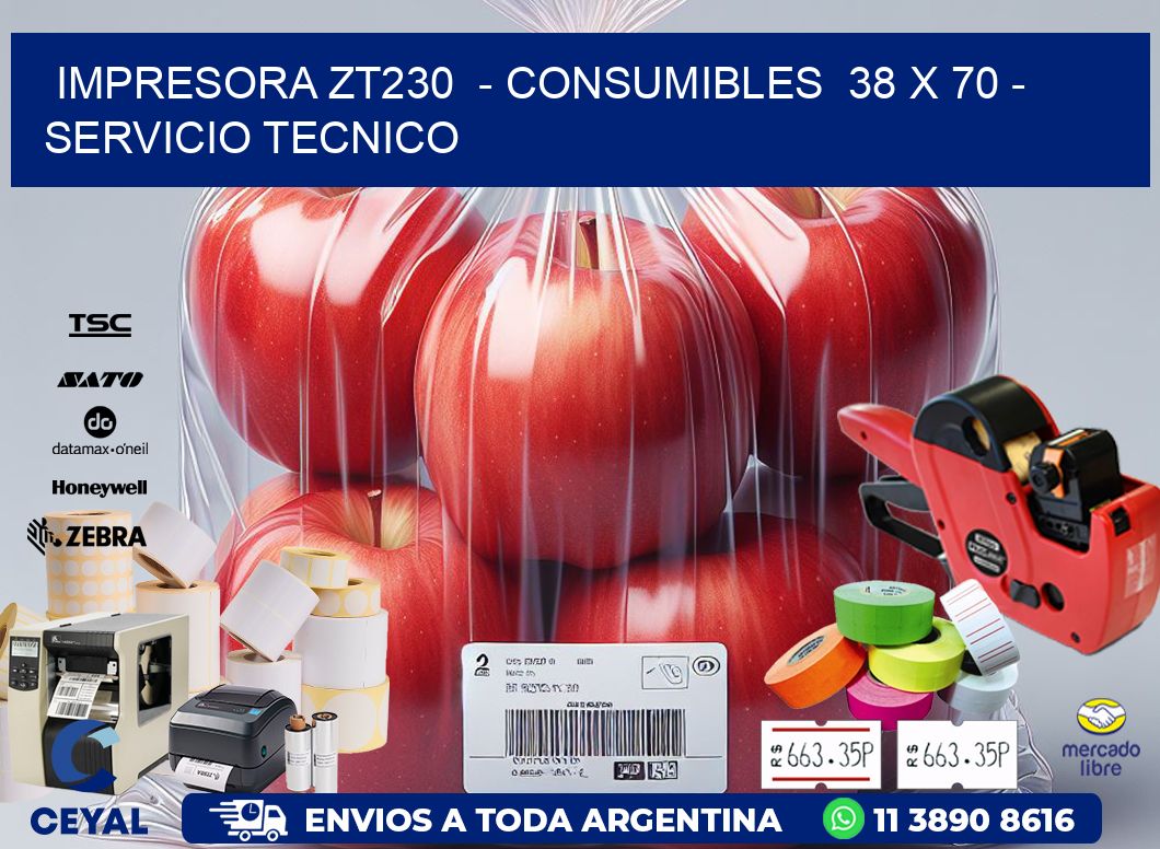 IMPRESORA ZT230  - CONSUMIBLES  38 x 70 - SERVICIO TECNICO