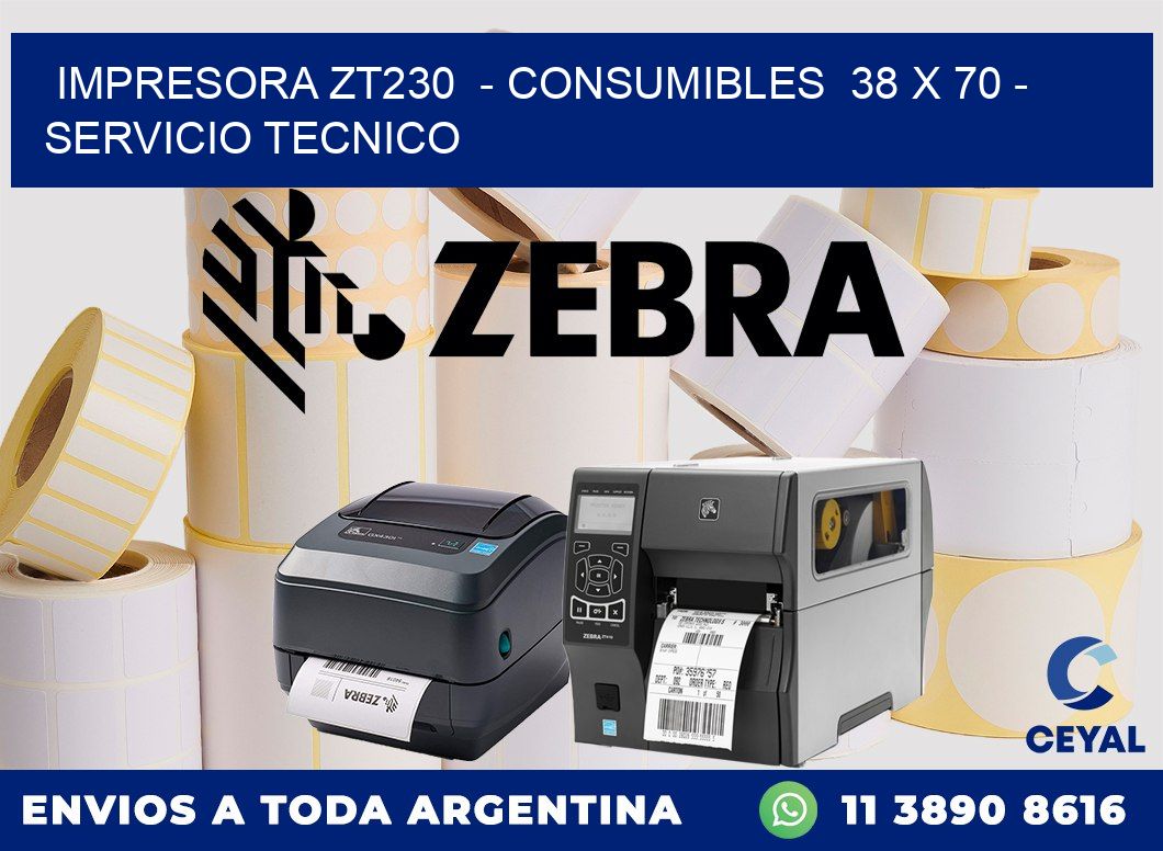 IMPRESORA ZT230  - CONSUMIBLES  38 x 70 - SERVICIO TECNICO