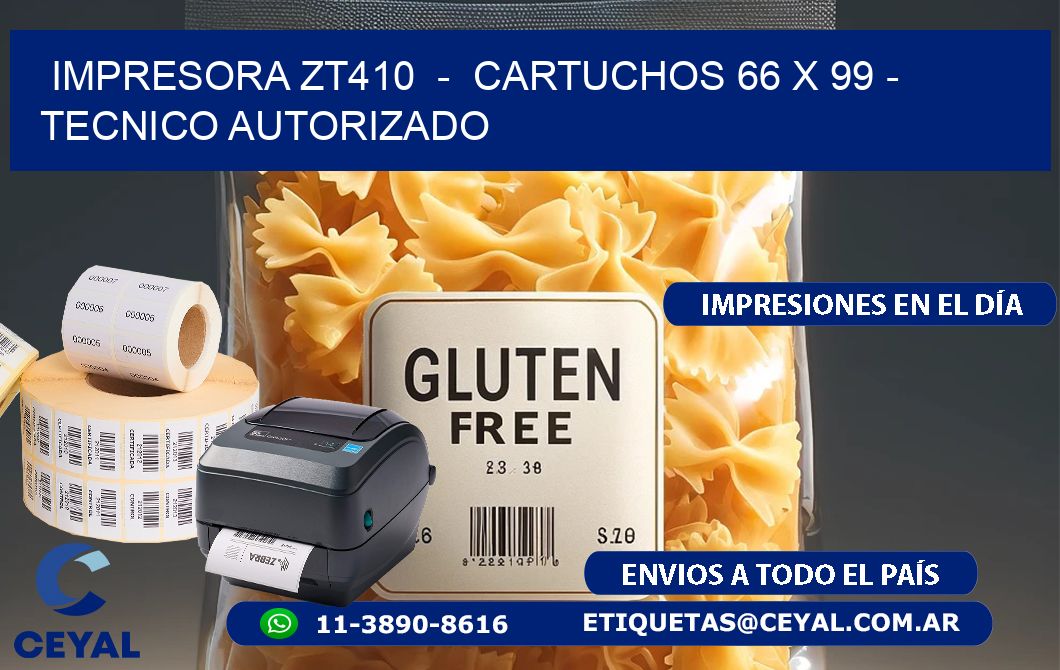 IMPRESORA ZT410  -  CARTUCHOS 66 x 99 - TECNICO AUTORIZADO