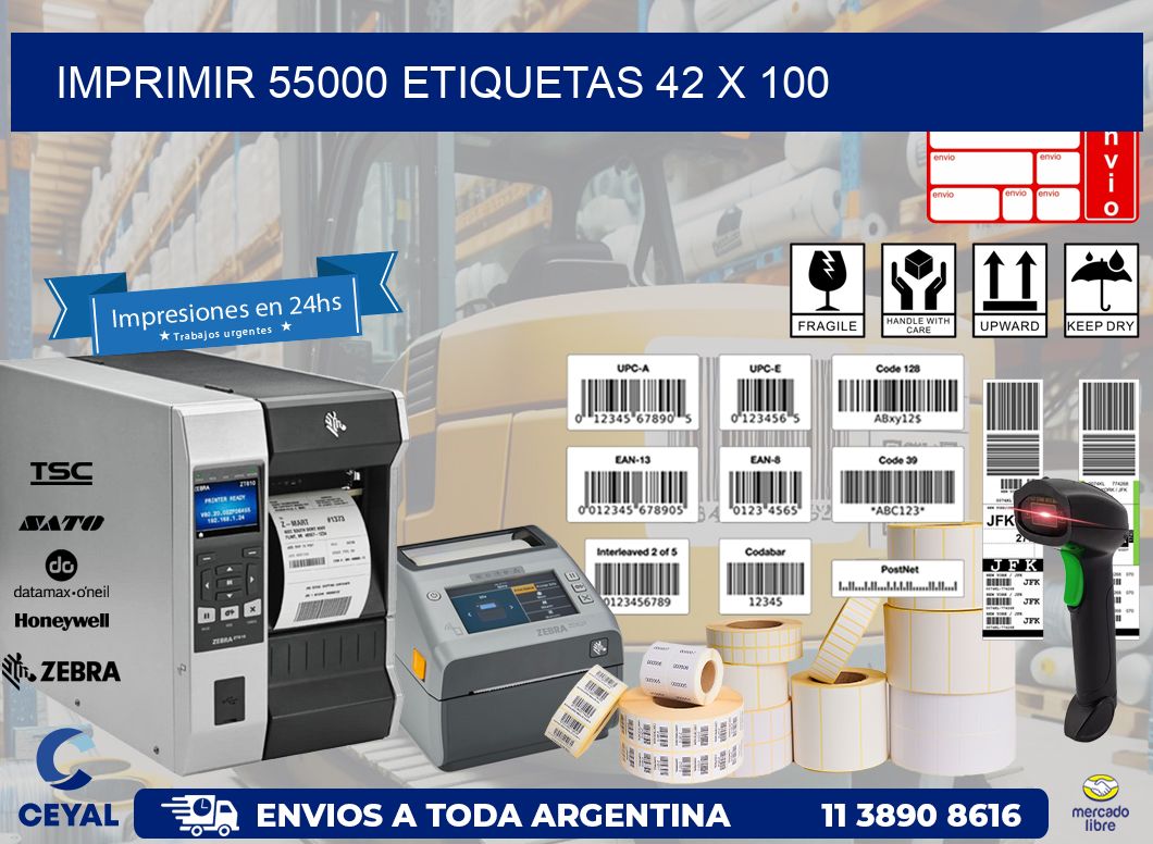 IMPRIMIR 55000 ETIQUETAS 42 x 100