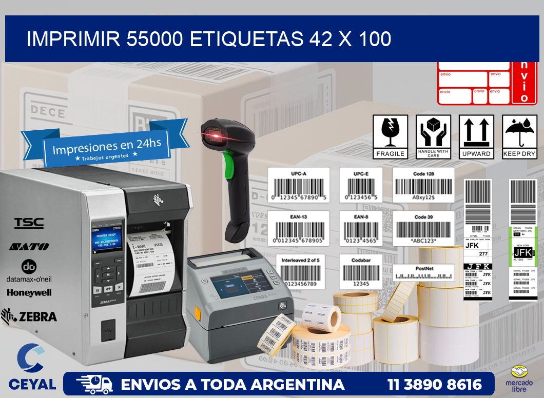 IMPRIMIR 55000 ETIQUETAS 42 x 100