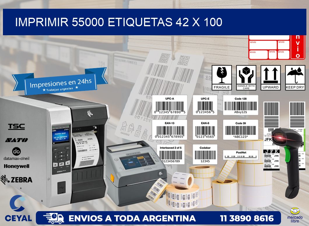 IMPRIMIR 55000 ETIQUETAS 42 x 100