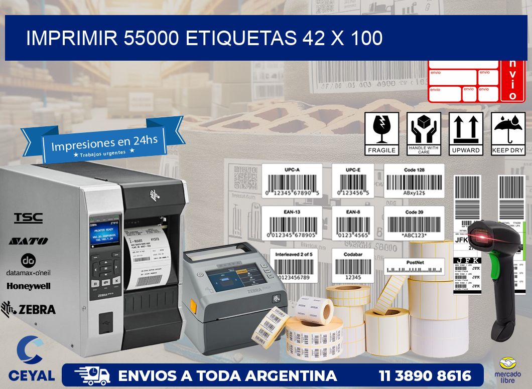 IMPRIMIR 55000 ETIQUETAS 42 x 100