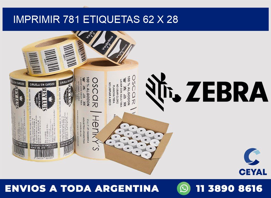 IMPRIMIR 781 ETIQUETAS 62 x 28
