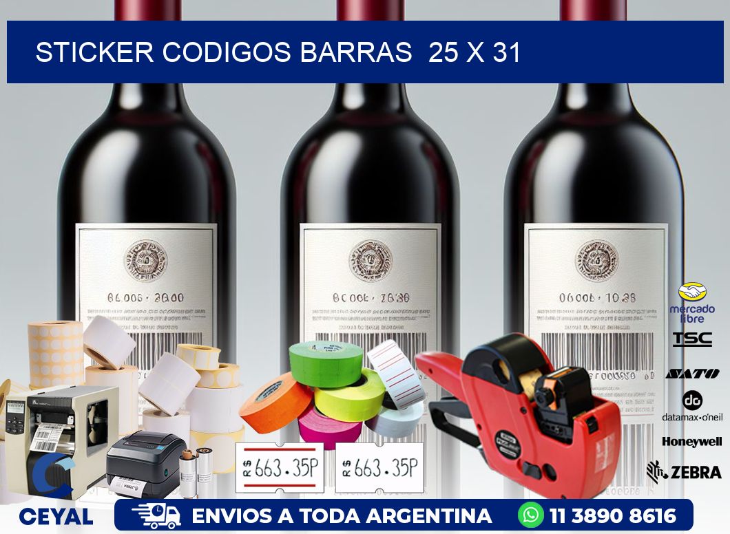 STICKER CODIGOS BARRAS  25 x 31