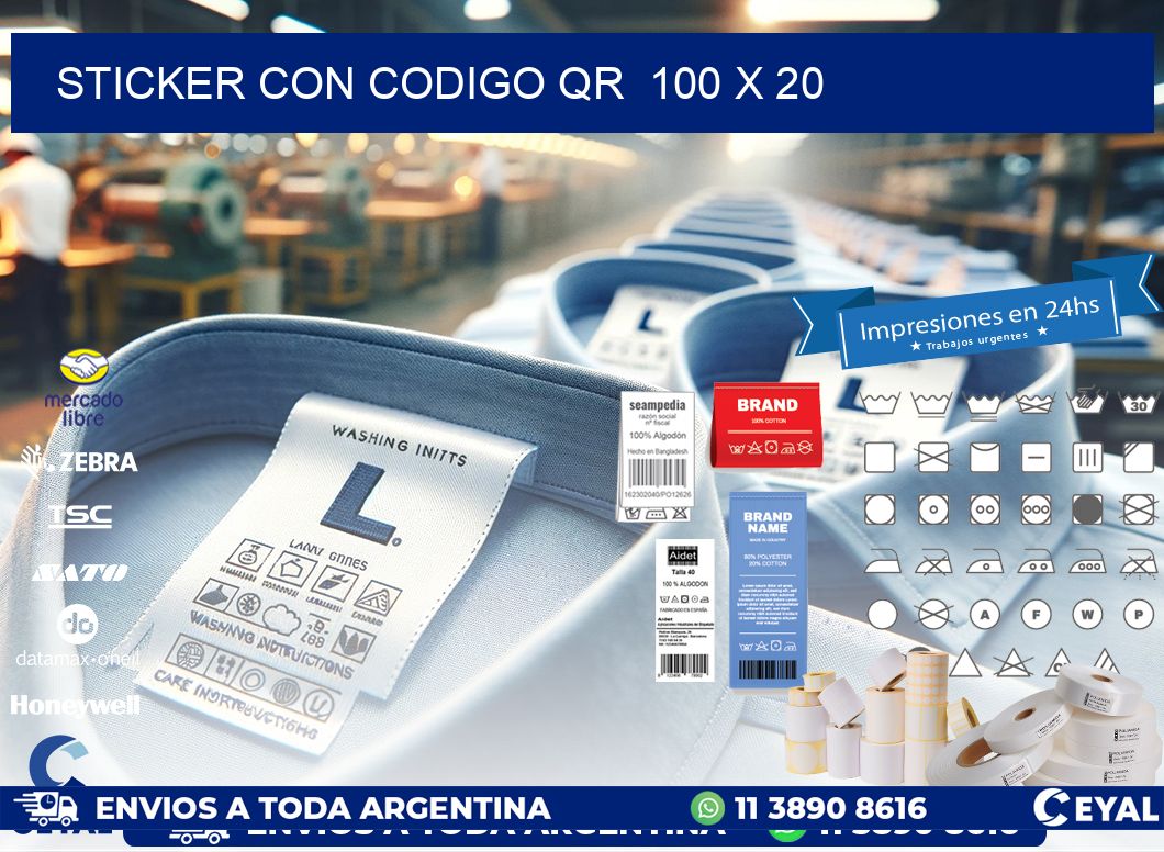 STICKER CON CODIGO QR  100 x 20