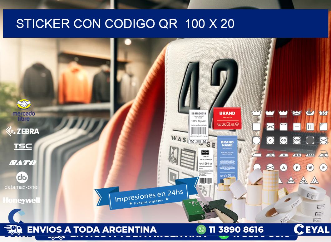 STICKER CON CODIGO QR  100 x 20