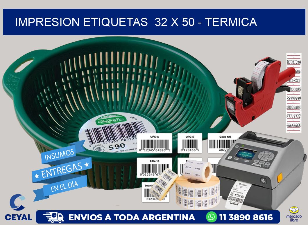 impresion etiquetas  32 x 50 - termica