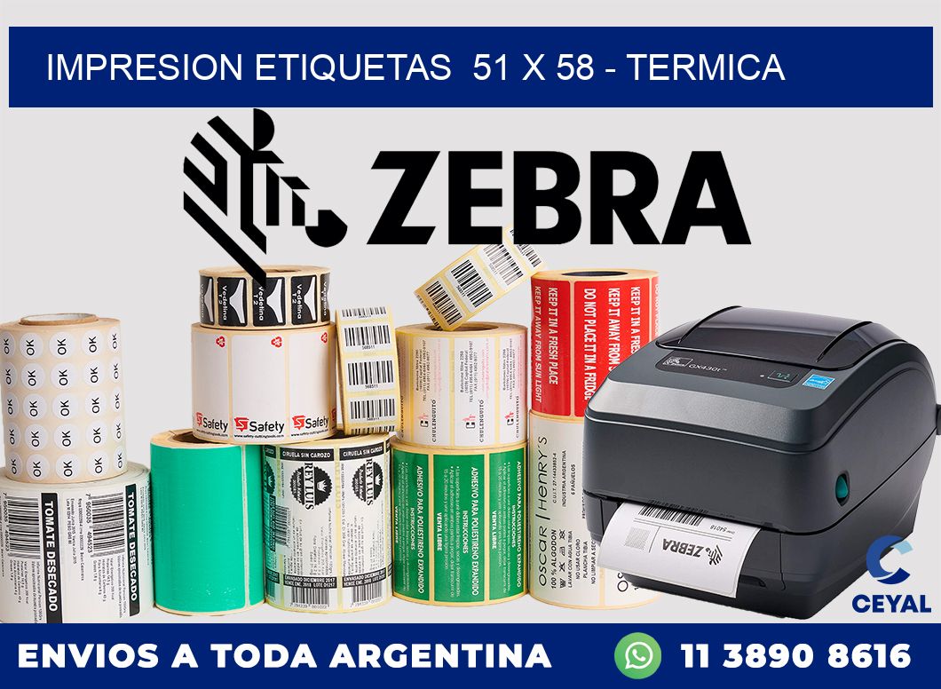 impresion etiquetas  51 x 58 - termica