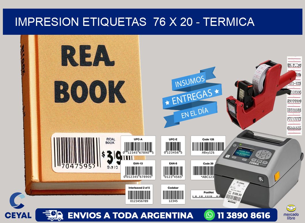 impresion etiquetas  76 x 20 - termica