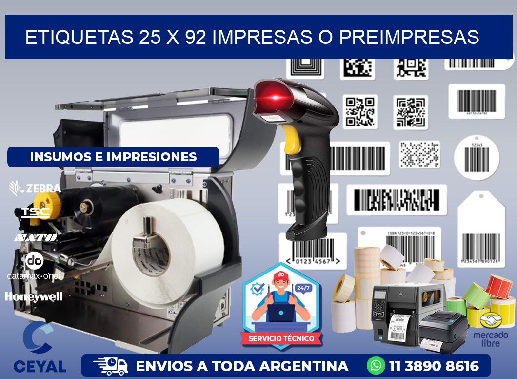 ETIQUETAS 25 x 92 IMPRESAS O PREIMPRESAS